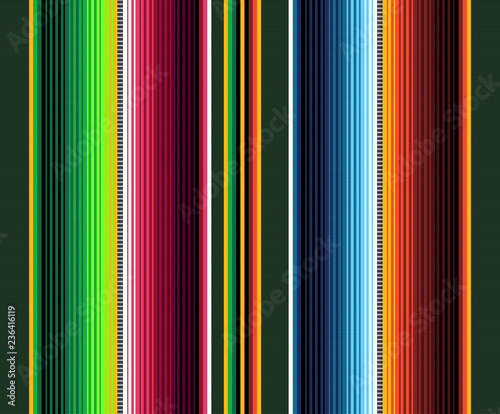 Blanket stripes seamless vector pattern. Background for Cinco de Mayo party decor or ethnic mexican fabric pattern with colorful stripes. Serape gesign
