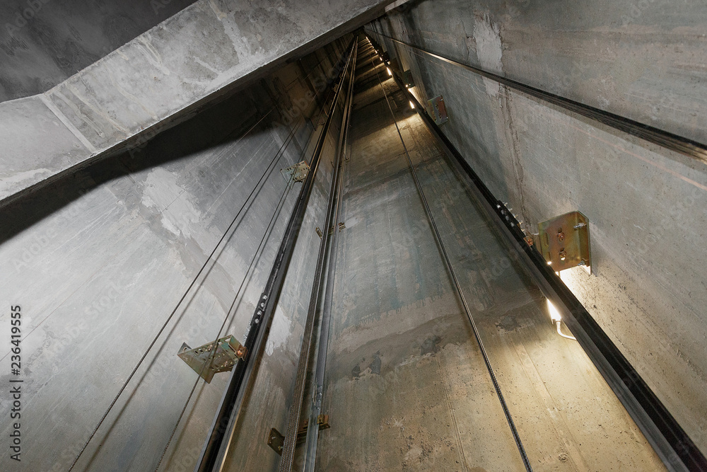 Lift shaft, during the construction of a multiapartment highrise