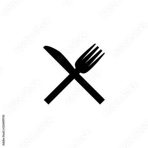 Fork and knife cross on cross icon