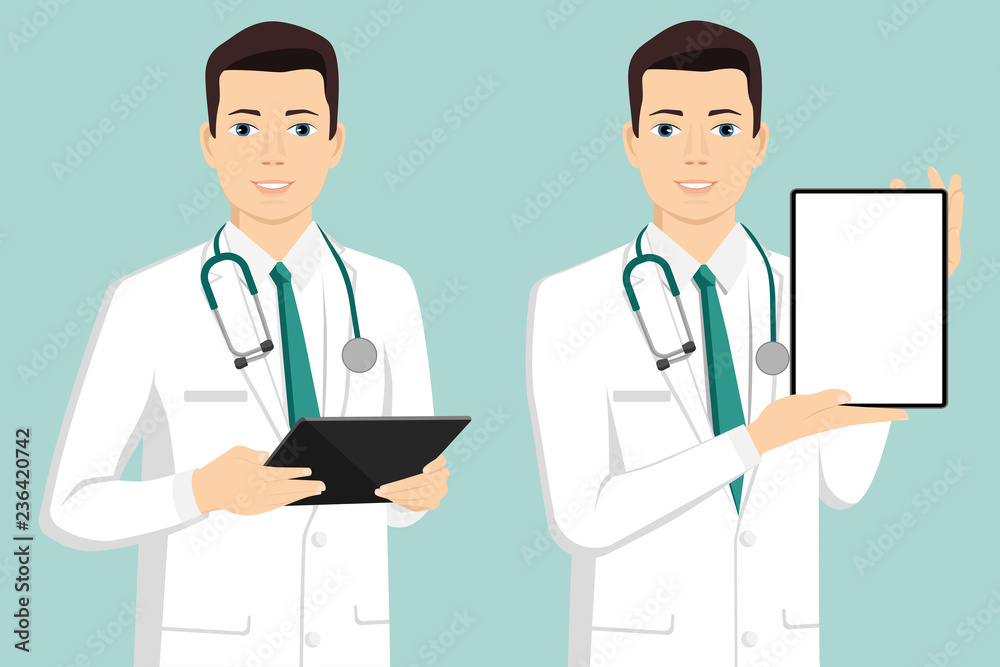Medical doctor with digital tablet. Vector illustration Medical doctor with digital tablet. Vector illustration