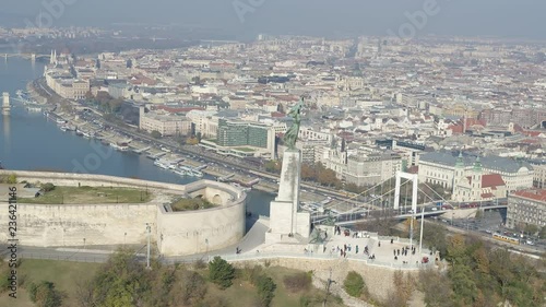 Aerial footage of the Liberty Statue photo