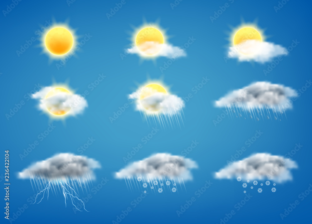 Sunny and rainy day. Weather forecast icon. Meteorological sign