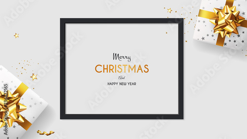 Christmas Frame with lots of Decorative Ornaments. Christmas template for banner, ticket, leaflet, card, invitation, poster and so on.
