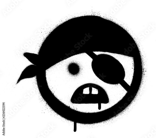 graffiti pirate icon in black over white