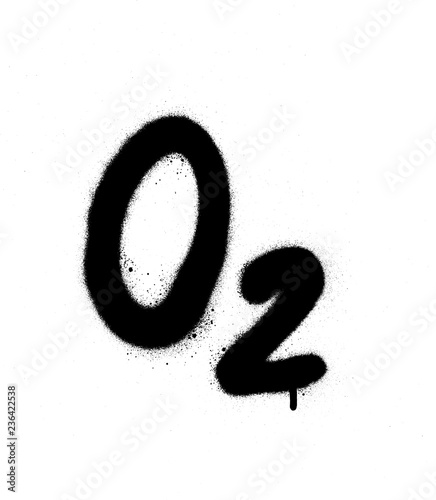 graffiti O2 oxygen formula sprayed in black over white