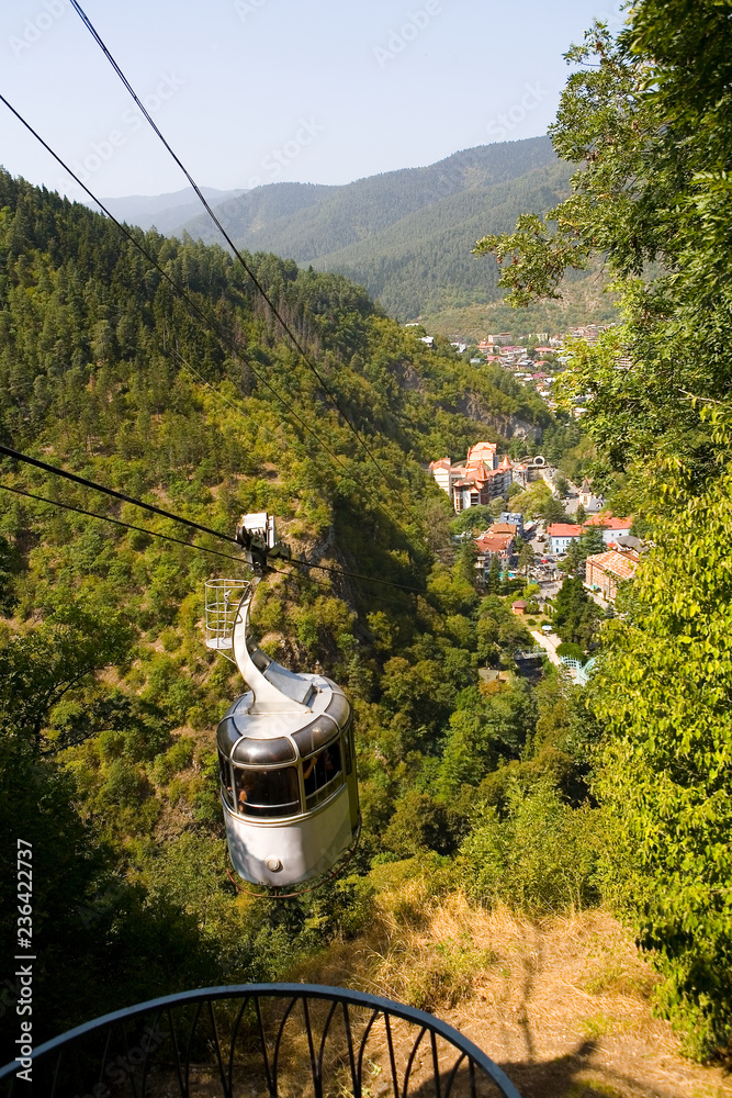 The cable car over the park Borjomi in Georgia.