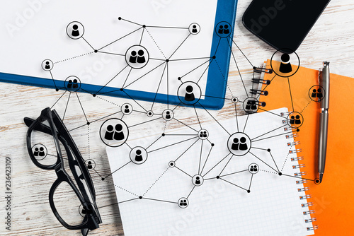 Networking and social communication concepts. photo