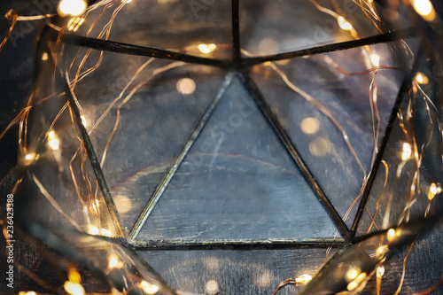 Foto Magical Christmas background with lights around