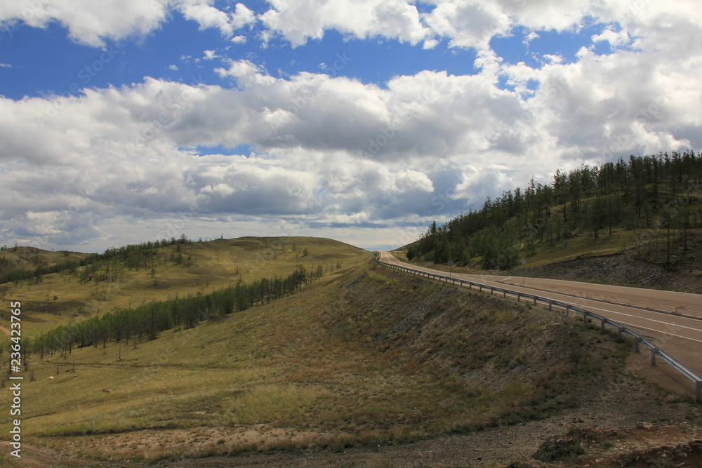 Fototapeta premium Lake baikal steepe road
