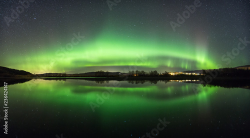 North lights on the sky above Norway, seen from Selbu area. photo