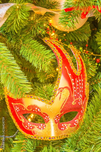 Christmas tree decoration in the form of a Venetian mask © allegro60