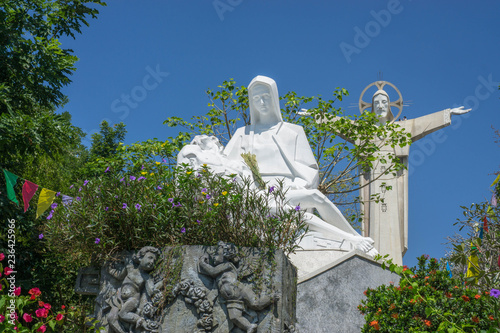Jesus Christ Monument with a Maria Statue in the Foreground in Vung Tau