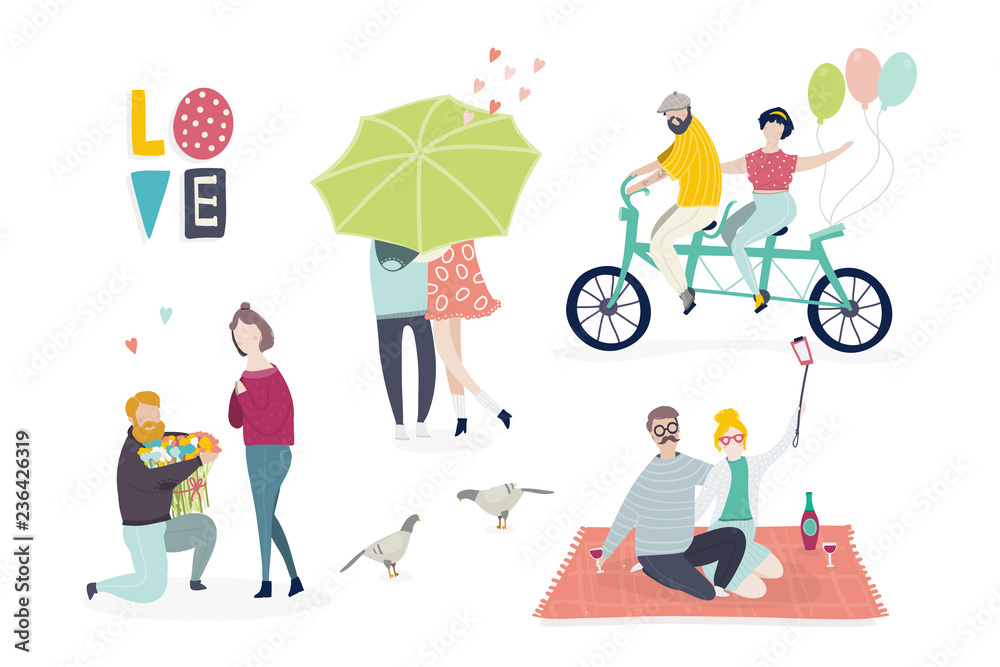 Couples in love. Hand drawn vector set. Happy valentine's day Couples in love. Hand drawn vector set. Happy valentine's day