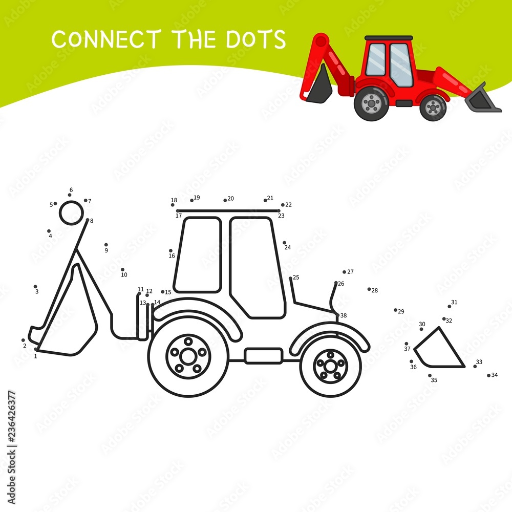 Educational game for kids. Dot to dot game for children. Cartoon