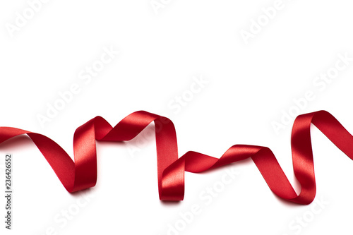 red satin ribbon isolated on white backgroun
