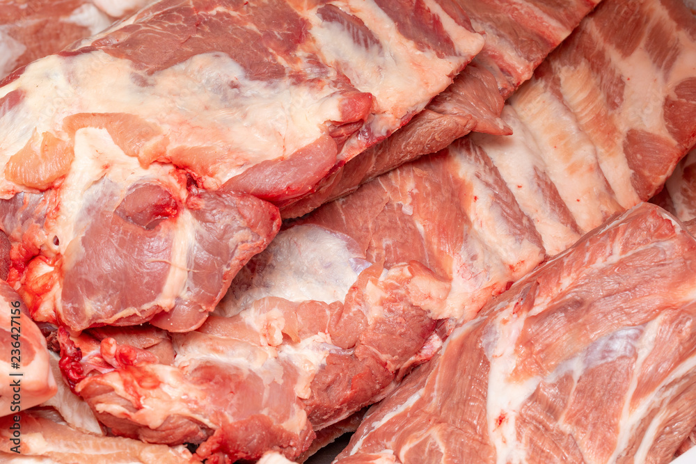 Pork ribs (whole ribs), raw ready to cook