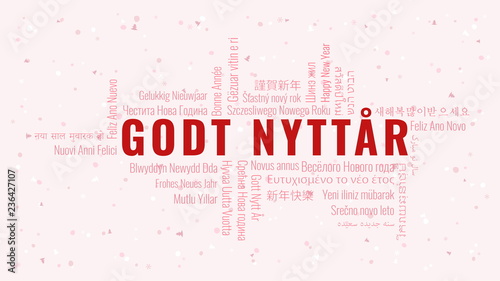 Happy New Year text in Norwegian 'Godt Nyttar' with word cloud on a white background photo