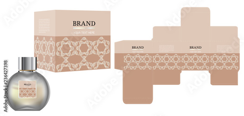 Packaging design, Label on cosmetic container with luxury box template and mockup box. illustration vector.