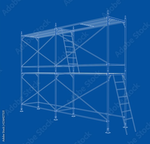 3D outline scaffold. Vector rendering of 3d