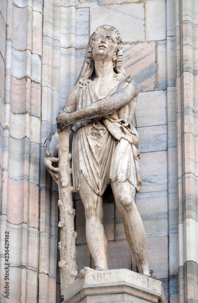 Abel, statue on the Milan Cathedral, Duomo di Santa Maria Nascente, Milan, Lombardy, Italy