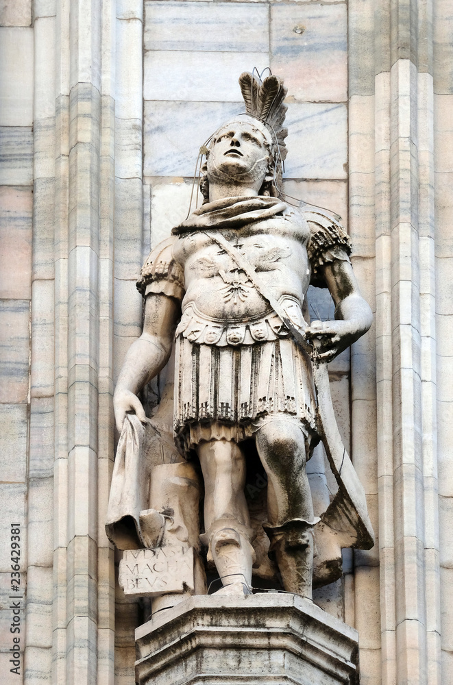 Judas Maccabaeus, statue on the Milan Cathedral, Duomo di Santa Maria Nascente, Milan, Lombardy, Italy