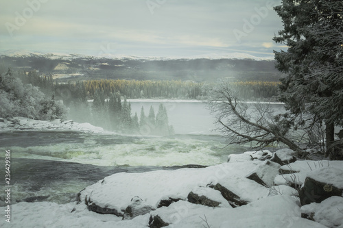 Winter frozen river Tannforsen