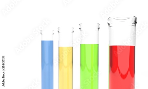 Science tube chemical tube experiment sci show multi color water color 3d Rendering
