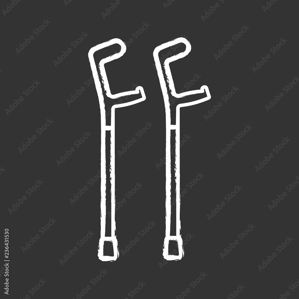 Elbow crutches chalk icon Elbow crutches chalk icon