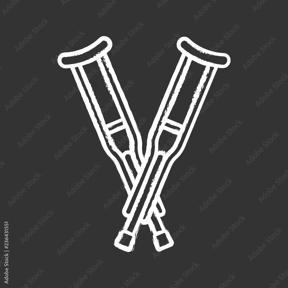 Axillary crutches chalk icon Axillary crutches chalk icon