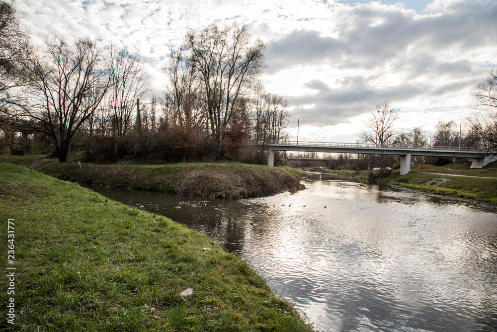 Ostrvica and Lucina rivers tributary in Ostrava city in Czech republic