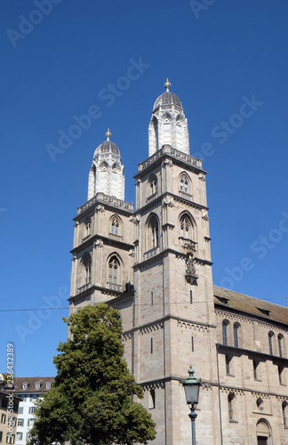 The Grossmunster ("great minster") is the Protestant church in Zurich, Switzerland