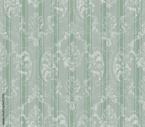 Vintage decor ornamented pattern Vector. Victorian texture. decorative design. Green colors