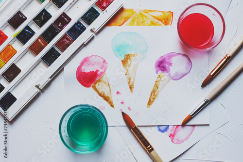 Wallpaper Mural Palette of watercolor paints Torontodigital.ca