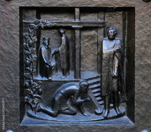 Фотография Forgive us our debts - the parable of the unforgiving servant, relief on the doo