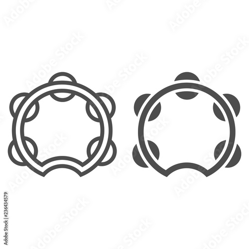 Tambourine line and glyph icon, musical and instrument, drum sign, vector graphics, a linear pattern on a white background.