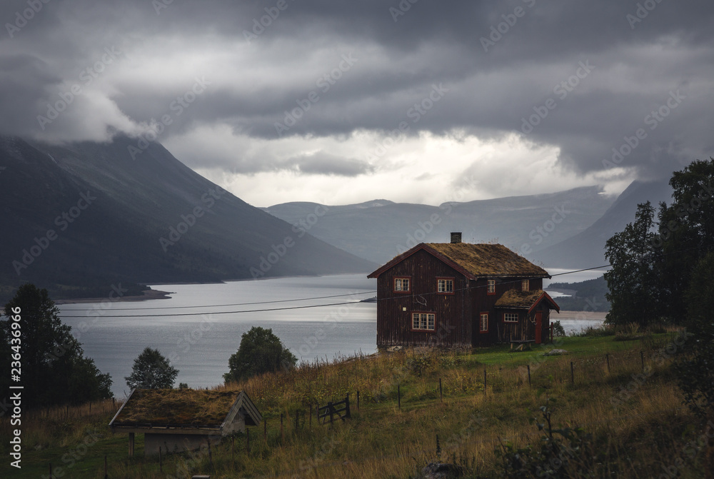 Small settlement above Gjevilvatnet lake in Trollheimen mountains, Norway. Small settlement above Gjevilvatnet lake in Trollheimen mountains, Norway.