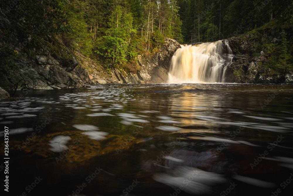 Long exposure shot of flowing river Homla and waterfalls. Long exposure shot of flowing river Homla and waterfalls.