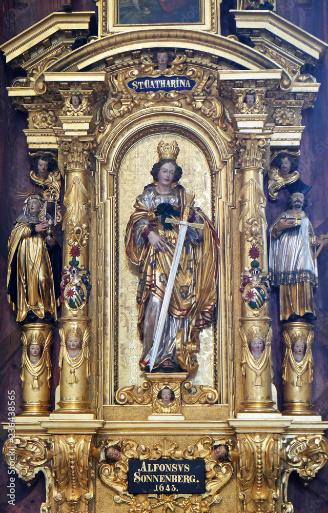 Altar of Saint Catherine of Alexandria in the church of St. Leodegar in Lucerne, Switzerland
