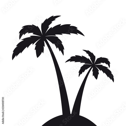 two palm trees silhouette vector illustration EPS10