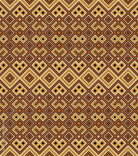 Seamless geometric ethnic pattern. Traditional African and Cuban style. Separated background. Swatch is included in EPS file.