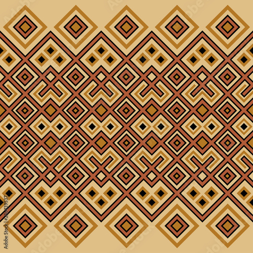 Seamless geometric ethnic pattern. Traditional African and Cuban style. Separated background. Swatch is included in EPS file.