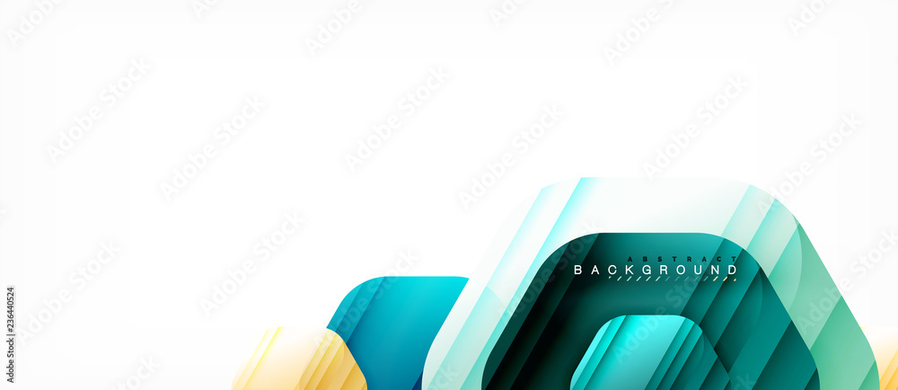 Obraz premium Glossy color hexagons modern composition background, shiny glass design