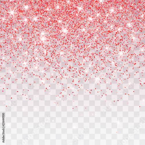 Pink glitter sparkle on a transparent background. Vibrant background with twinkle lights. Vector illustration