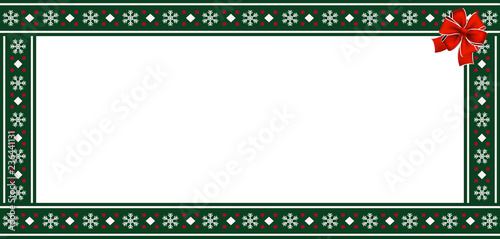 Festive rectangle template for christmas with red bow and copy space.