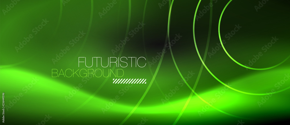 Dark abstract background with glowing neon circles Dark abstract background with glowing neon circles
