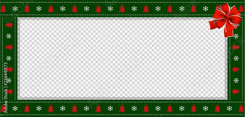 Rectangle festive border banner with red bow for christmas