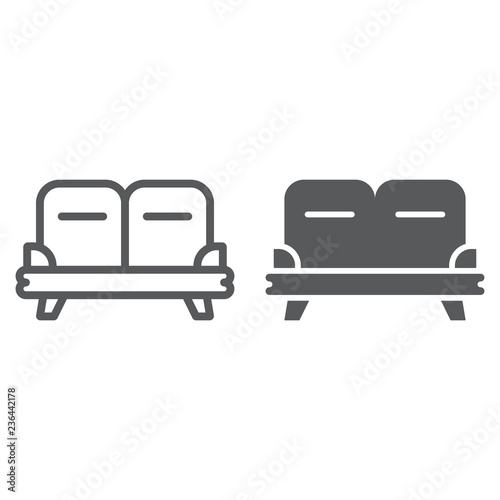 Sofa line and glyph icon, furniture and home, couch sign, vector graphics, a linear pattern on a white background.