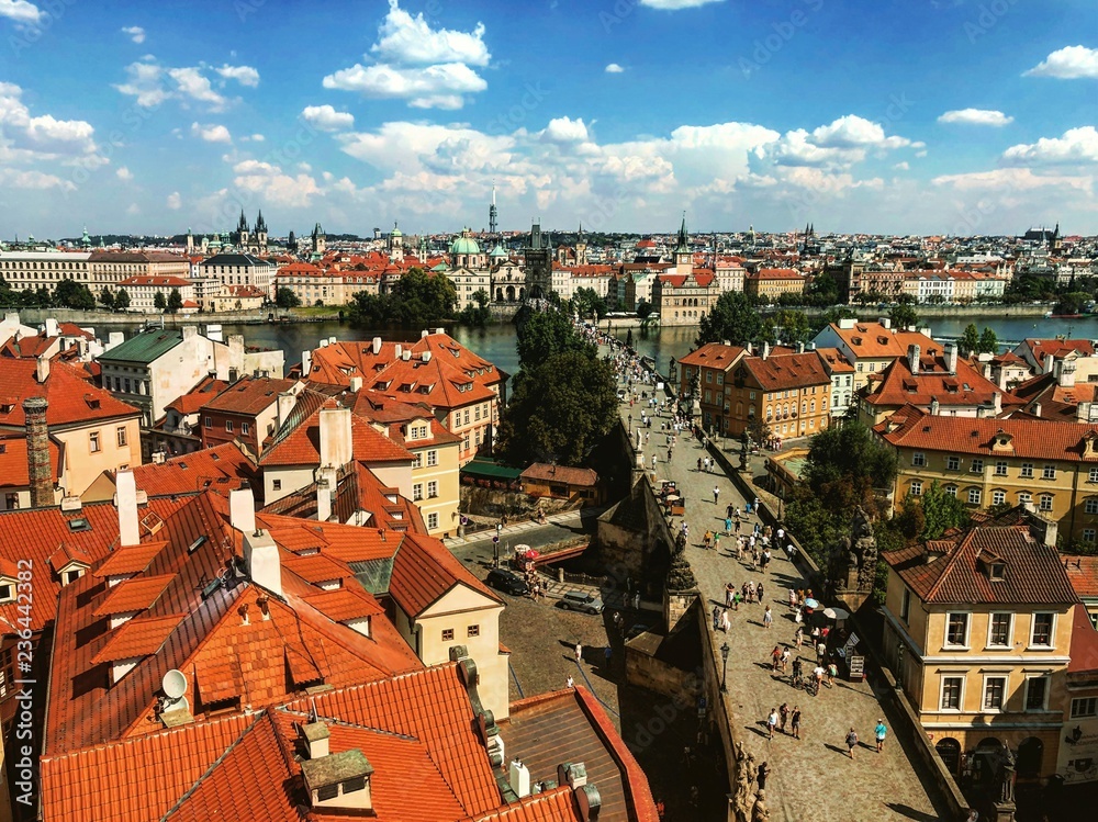 Obraz premium View of Charles Bridge in the capital city of Prague