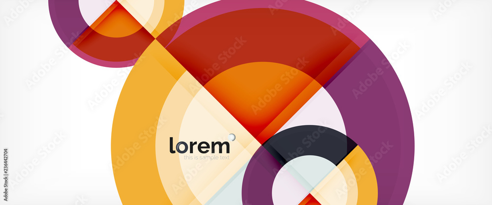 Modern geometric circles abstract background, colorful round shapes with shadow effects Modern geometric circles abstract background, colorful round shapes with shadow effects