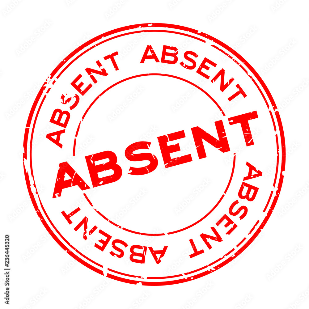 Grunge absent word round rubber seal stamp on white background Grunge absent word round rubber seal stamp on white background